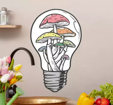 Farverigt lys champignon illustration klistermærker - TenStickers
