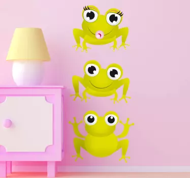 孩子们贴三只青蛙 - TenStickers