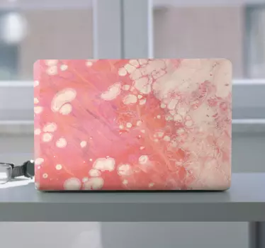 Piele de laptop cu textură de marmură roz și piersic - TenStickers