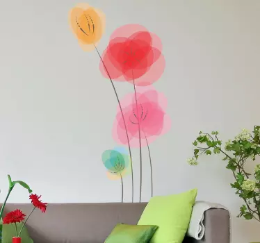 Colourful Poppies Wall Sticker - TenStickers