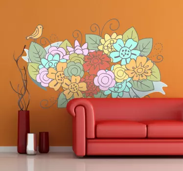 Autocollant mural bouquet de fleurs pastel - TenStickers