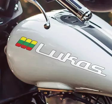 Lietuvos vėliava ir individualaus pavadinimo motociklų lipdukas - „Tenstickers“
