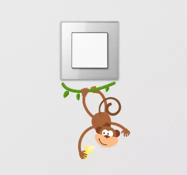 Crazy monkey hagging off  light switch sticker - TenStickers