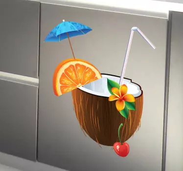 Tropical Coconut Cocktail Decal - TenStickers