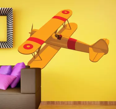 Autocollant mural aéroplane jaune - TenStickers