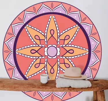 Pastel mandala with flower abstract wall decal - TenStickers