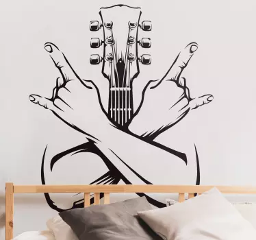 Sticker Mural Mains croisées signe rock - TenStickers