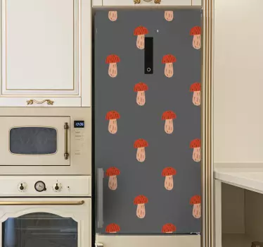 Classic mushrooms gray background fridge decal - TenStickers