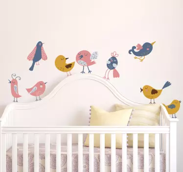 Sticker enfant oiseaux pastel - TenStickers