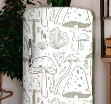 Beige mushrooms pattern fridge sticker - TenStickers