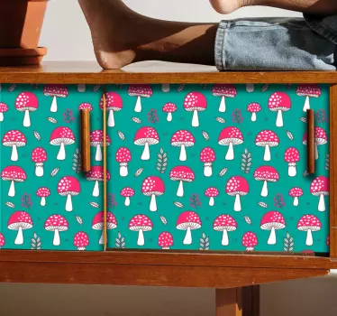 Classical mushrooms  turquoise furniture sticker - TenStickers
