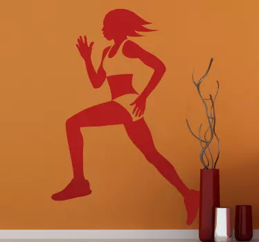 女跑步者剪影墙贴 - TenStickers