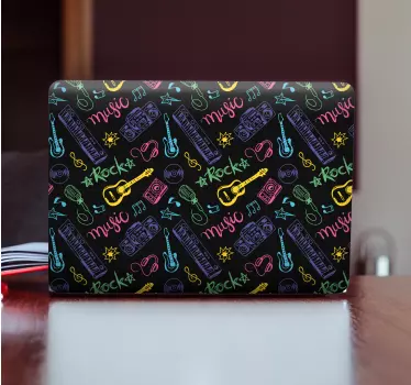 Naklejka na laptopa Płaskie ikony instrumenty muzyczne - TenStickers