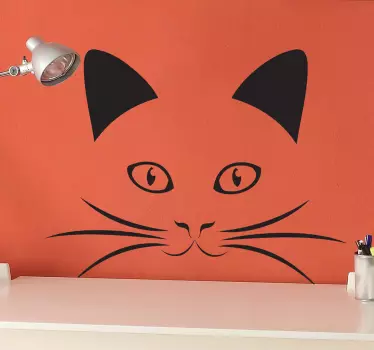 vinil autocolante decorativo de contorno de rosto de gato - TenStickers