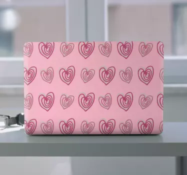 Doodle srdce růžový vzor kůže pro notebooky - TenStickers