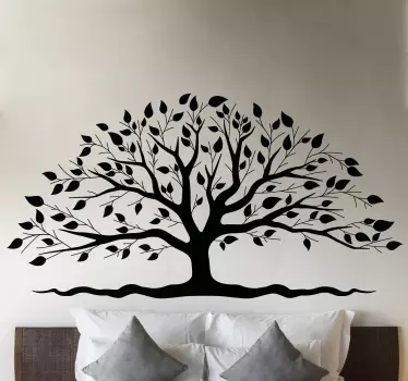 Vinilo cabecero Diseño monocolor del árbol de la vida - TenVinilo