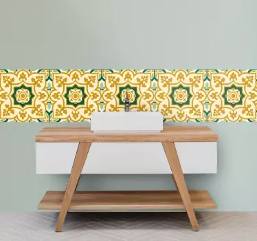 Gold and green spanish tiles pattern tile decal - TenStickers