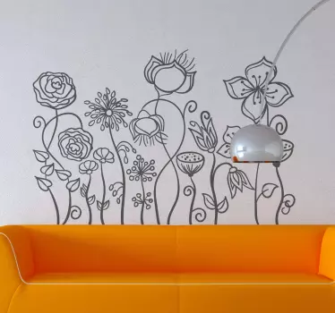 çiçek çizilen illüstrasyon çıkartma - TenStickers