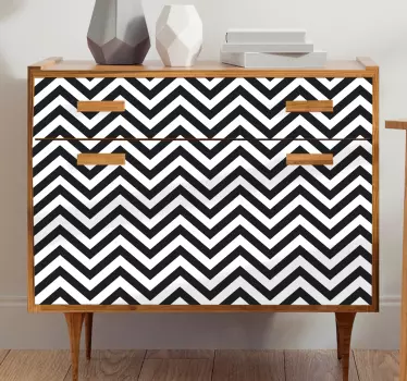 Black and white zig zag lines furniture decal - TenStickers