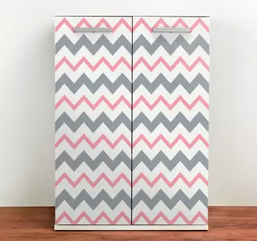 Pink and gray zig zag lines furniture decal - TenStickers