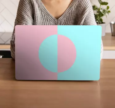 Geometric round color block laptop skins - TenStickers