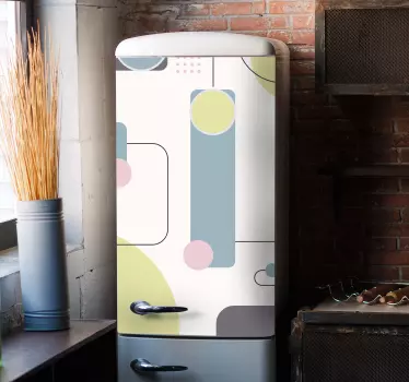 Decal frigider cu fundal geometric pastel - TenStickers