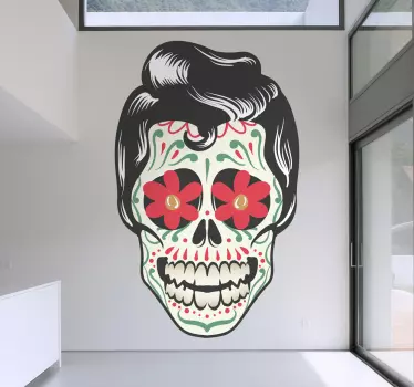 Vinilo decorativo calavera mexicana rock - TenVinilo