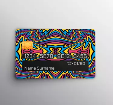 Vivid colors groovy lines credit card decal - TenStickers