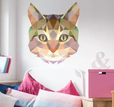 Naklejka na ścianę geometryczny kot - TenStickers