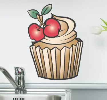 Sticker cerise cupcake - TenStickers