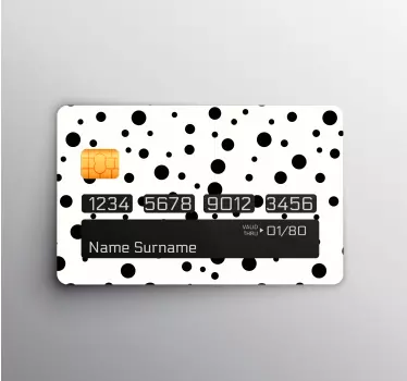 črna polka pika na beli nalepki kreditne kartice - TenStickers