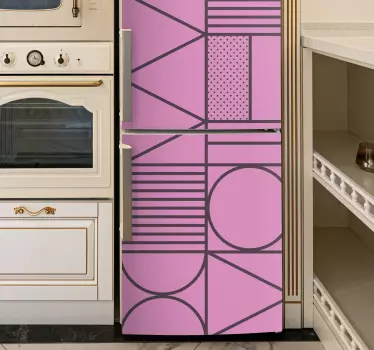Pembe ve gri renkli blok buzdolabı çıkartması - TenStickers
