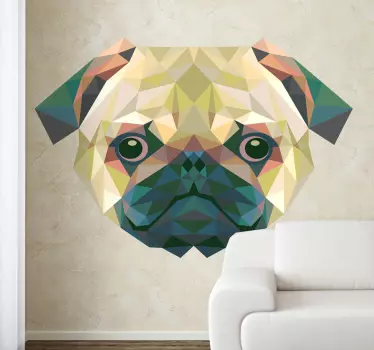 Sticker hoofd pug hond - TenStickers