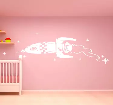 Kids Rocket Illustration Wall Sticker - TenStickers