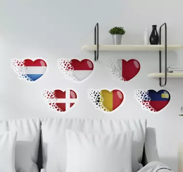 Europos vėliavų širdelių vėliavos lipdukas - „Tenstickers“