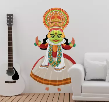 Kathakali dancer mandala wall sticker - TenStickers