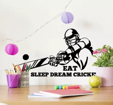 Eat sleep dream cricket wall sticker - TenStickers
