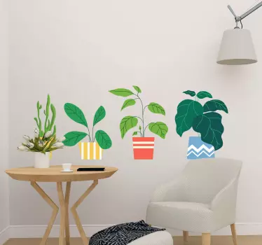 Decorative flower pots plant wall sticker - TenStickers