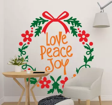 Joy love peace christmas sticker - TenStickers