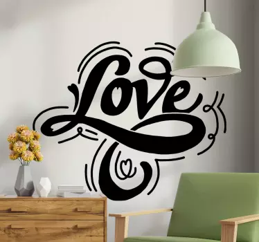 Love text with heart wall decal - TenStickers