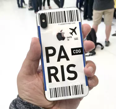 Billet d'avion pour paris iphone sticker autocollant - TenStickers