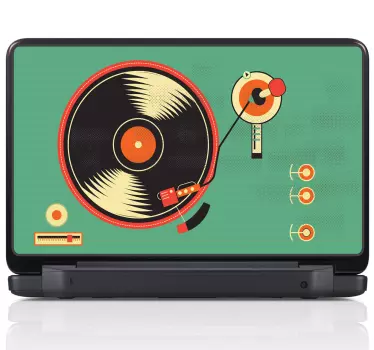 Vinyl Record Player Laptop Sticker - TenStickers