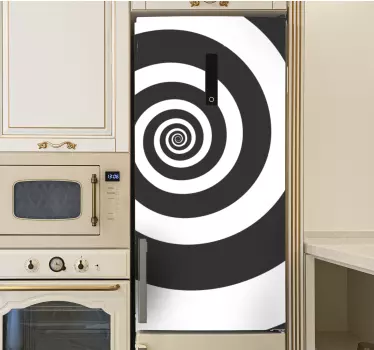 Autocolante para frigorífico Espiral retro hipnótica preto e bran - TenStickers