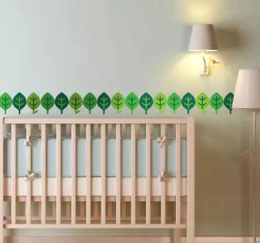 Verde frunze perete borduri teal sticker - TenStickers