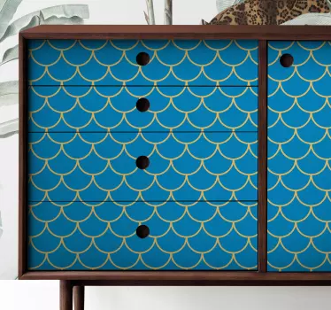 Blue fish scales pattern furniture sticker - TenStickers