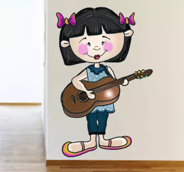 Guitarist Girl Kids Sticker - TenStickers