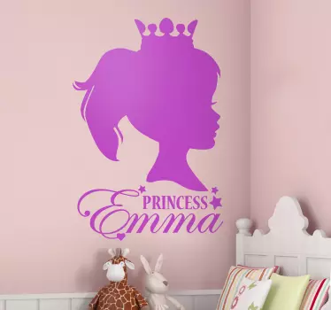 Sticker enfant profil princesse personnalisable - TenStickers