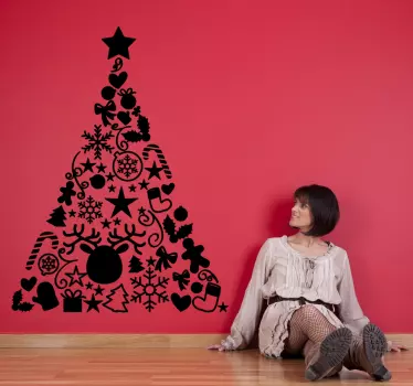 Wandtattoo Weihnachtsbaum Pyramide - TenStickers