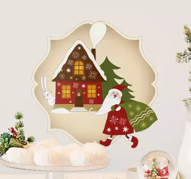 Santa's House Christmas Decal - TenStickers