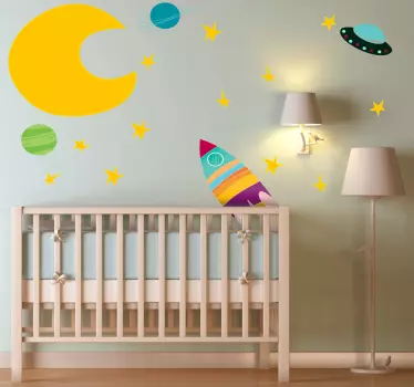 Kids Space Rocket Wall Decal Collection - TenStickers